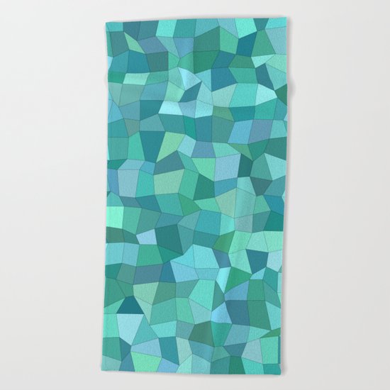 Teal rectangle mosaic Beach Towel