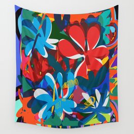 Abstract Colorful Spring Flowers Pattern Art Wall Tapestry