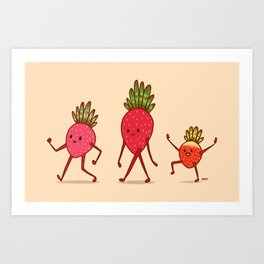 Strawberry Folk Art Print