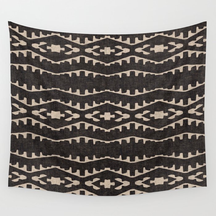 Country Western Pattern in Black Wall Tapestry