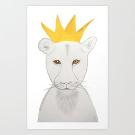 Divine Feminine - The Lioness Art Print | Gold, Leo, Royal, Mom, Astrology, Mother, Colored Pencil, Yellow, Devakirinhewett, Lion 