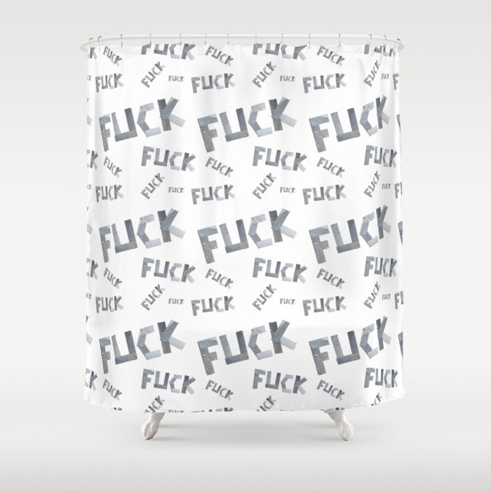 FUCK word pattern written with duct tape white Shower Curtain