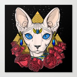 Sphynx Cat Hairless Cat Egyptian Goddess Bastet Pyramids Canvas Print