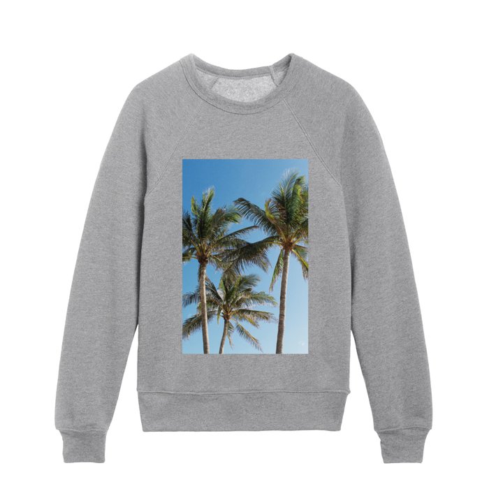 Key West Beach Palm Tree | Miami United States travel photography | Bright and sunny colored photo art print Kids Crewneck