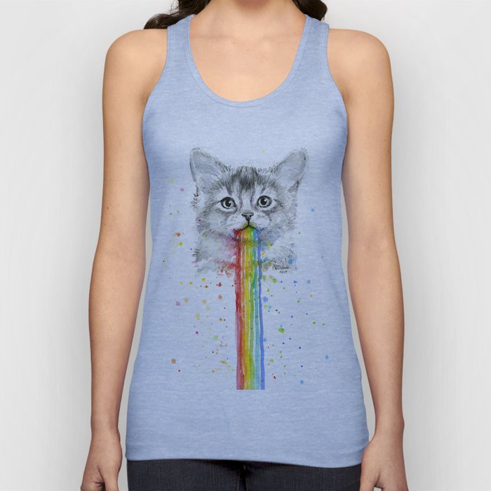 Kitten Puking Rainbows Cat Rainbow Vomit Tank Top