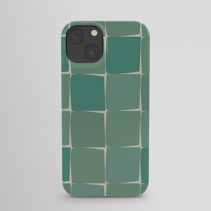 Flux Midcentury Modern Check Grid Pattern in Jade Green iPhone Case
