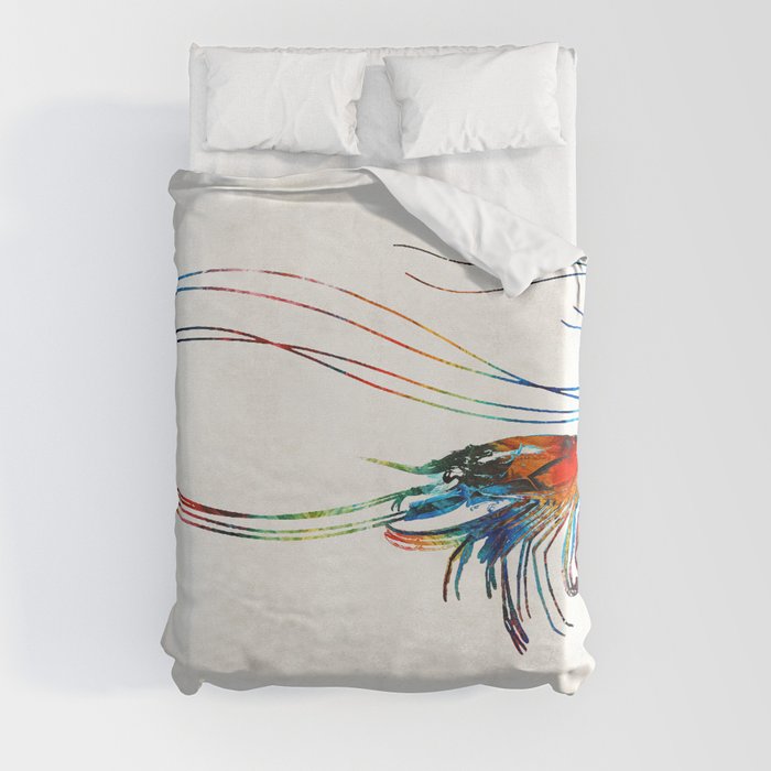 Colorful Shrimp Art by Sharon Cummings Duvet Cover