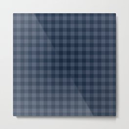 Gingham Pattern - Dark Blue Metal Print | Farmhouse, Minimalist, Lovely, Classic, Minimal, Cottage, Stripes, Curated, Dark, Rustic 
