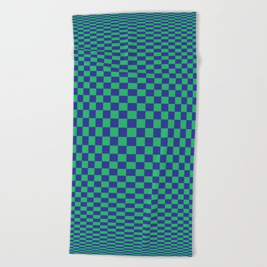 Green and Blue - Optical game Beach Towel