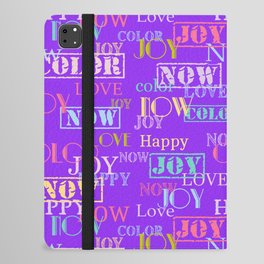 Enjoy The Colors - Colorful typography modern abstract pattern on purple color background  iPad Folio Case