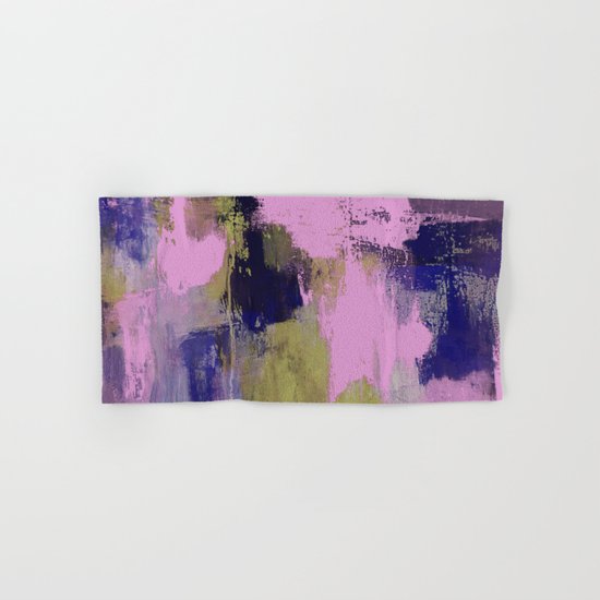 Wild Lilac - Abstract, textured, lilac, purple, blue and yellow oil painted artwork Hand & Bath Towel