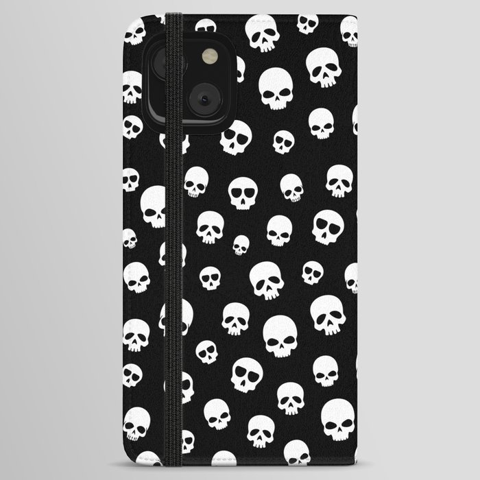 White Skulls Goth Alternative Pattern  iPhone Wallet Case