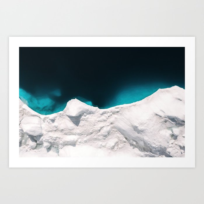 Minimalistic Iceberg in the clear blue Ocean - Landscape Photography Art Print