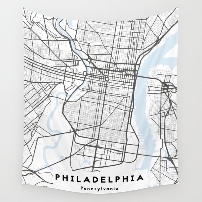 Philadelphia City Map Illustration Wall Tapestry by Rebecca  Society6