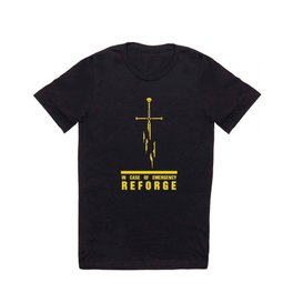 In case of emergency reforge T Shirt | Yellow, Emergency, Sword, Heir, Vector, Numenor, Weaponry, Battle, Figurative, Graphicdesign 