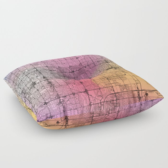Colorful Mesa, USA City Map Floor Pillow