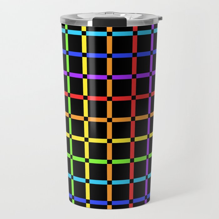 Rainbow Gingham Dark 01 Travel Mug