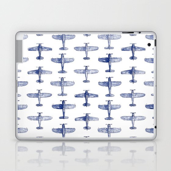Blue Watercolor Airplanes Laptop & iPad Skin