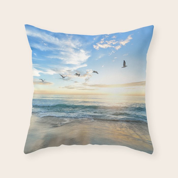 Beach Scene 34 Throw Pillow by Nautical Decor Society6