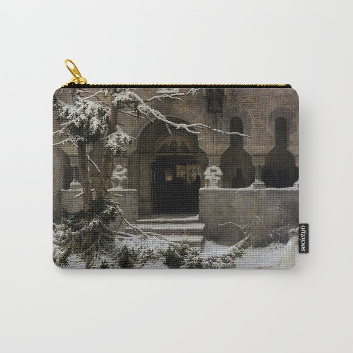 Courtyard of the Monastery Under the Snow - Carl Friedrich Lessing  Carry-All Pouch