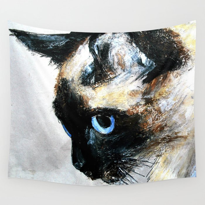 Siamese Cat Acrylic Painting Wall Tapestry By Jamespeart Society6
