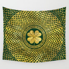 Irish Four-leaf clover with Celtic Knot Wall Tapestry