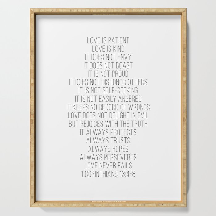 Love Is Patient, Love Is Kind, Does Not Envy, Does Not Boast… 1 Corinthians 13 Script Serving Tray