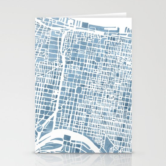 Philadelphia City Map Stationery Cards