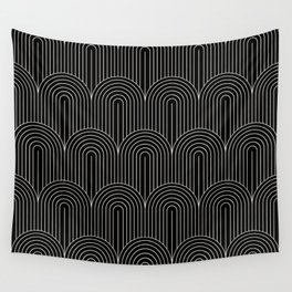 Art Deco Arch Pattern V Black & White Wall Tapestry