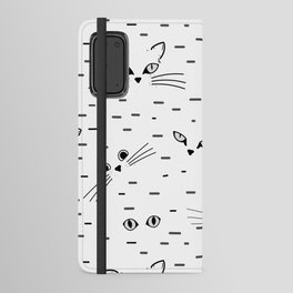 Cat eyes and faces line art pattern Android Wallet Case