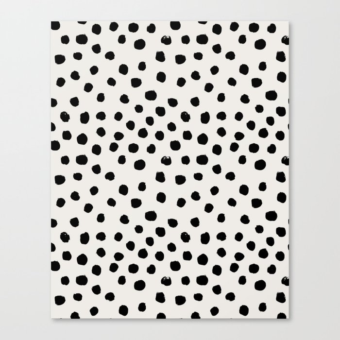 Preppy brushstroke free polka dots black and white spots dots dalmation  animal spots design minimal Throw Pillow by CharlotteWinter