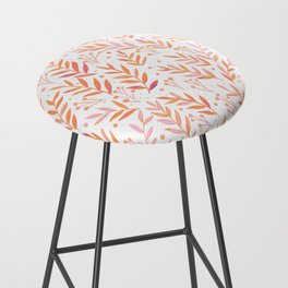 Watercolor branches - pastel orange and pink Bar Stool