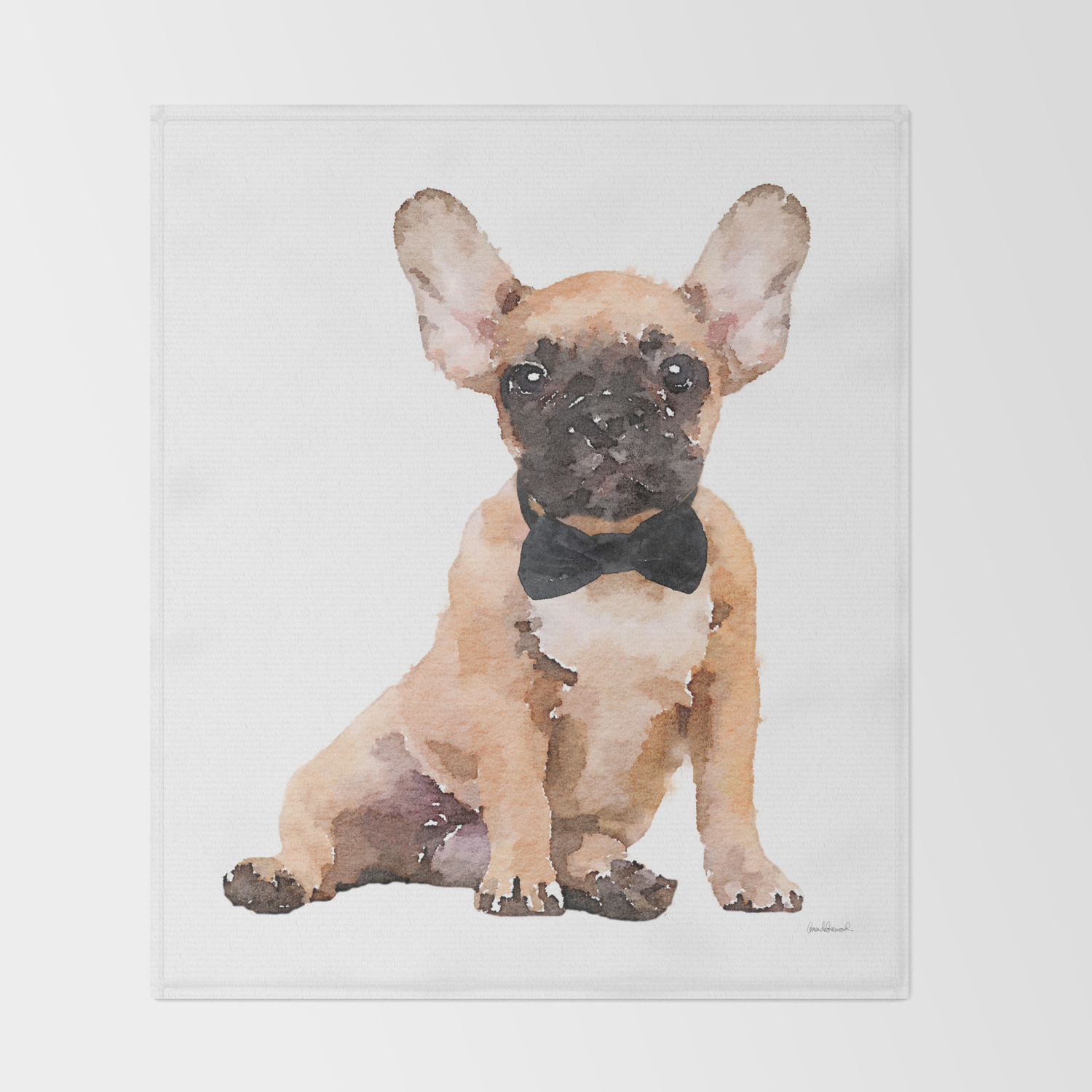 Fawn French Bulldog Bow Tie Frenchie Puppy Throw Blanket By