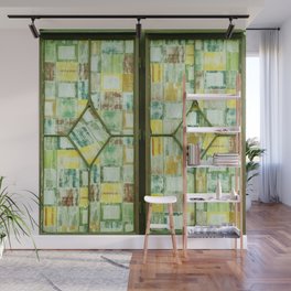 Door in the window - green Wall Mural