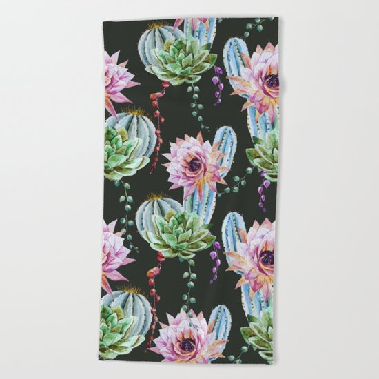 Cactus Pattern 09 Beach Towel