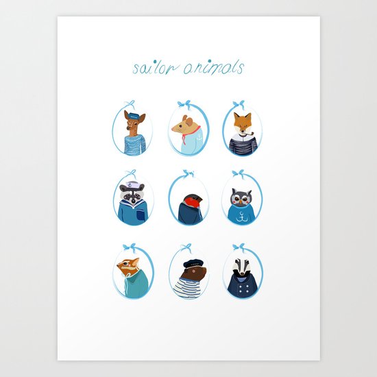 Sailor Animals Art Print
