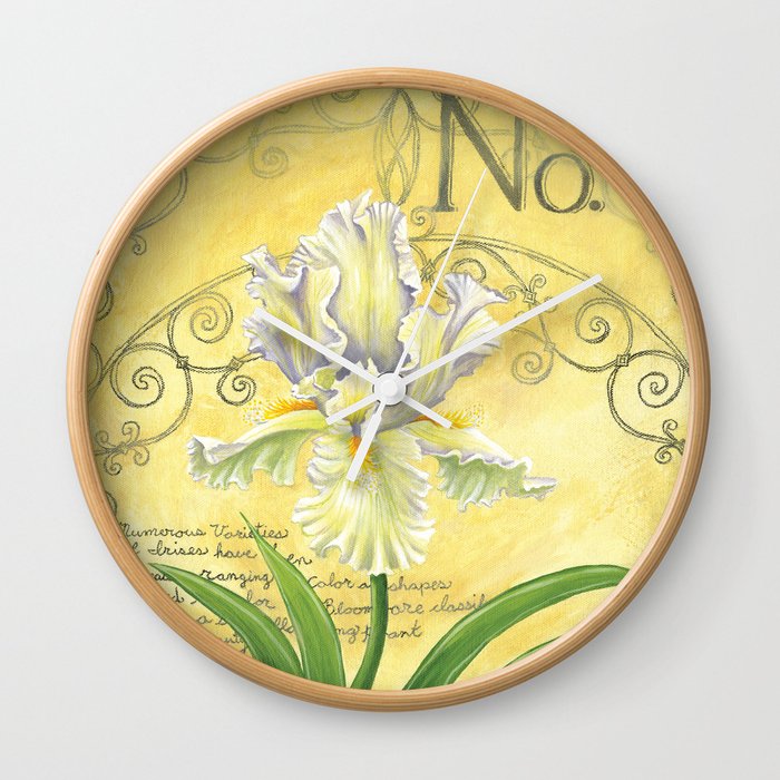 White Iris Wall Clock