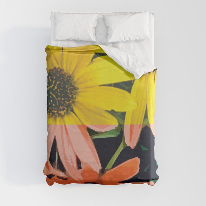 Wildflowers Growing Along a Rural Road Duvet Cover