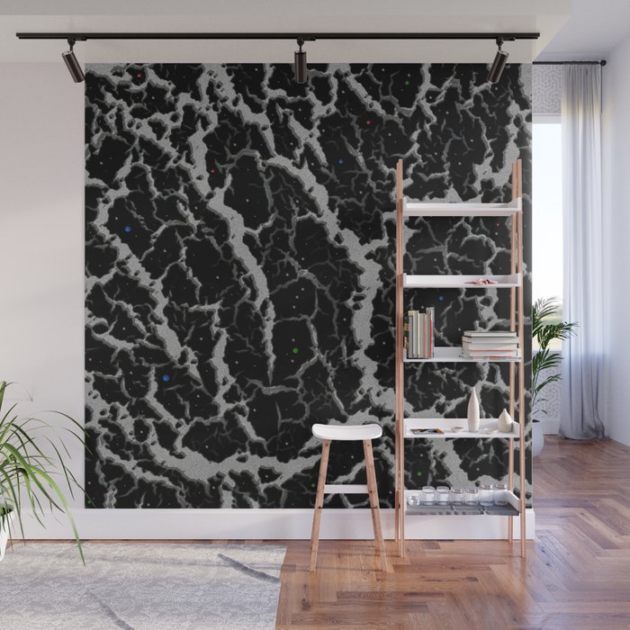 Cracked Space Lava - Silver Wall Mural