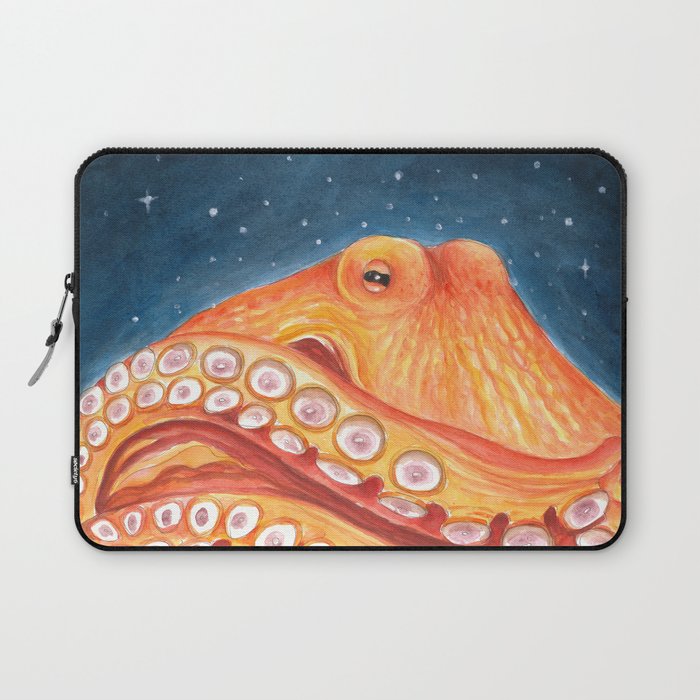 Red Octopus Tentacles Galaxy Stars Kraken Cephalopod Watercolor Art Laptop Sleeve