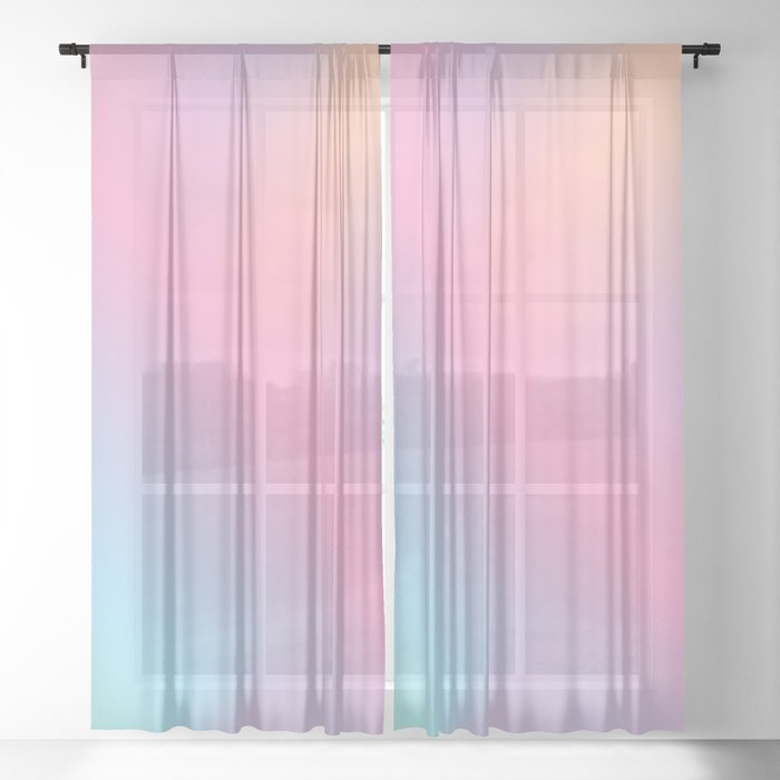Abstract aurora pink teal lavender blue watercolor gradient Sheer Curtain