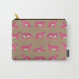 Year of the Tiger in Pop Pink and Tan Carry-All Pouch