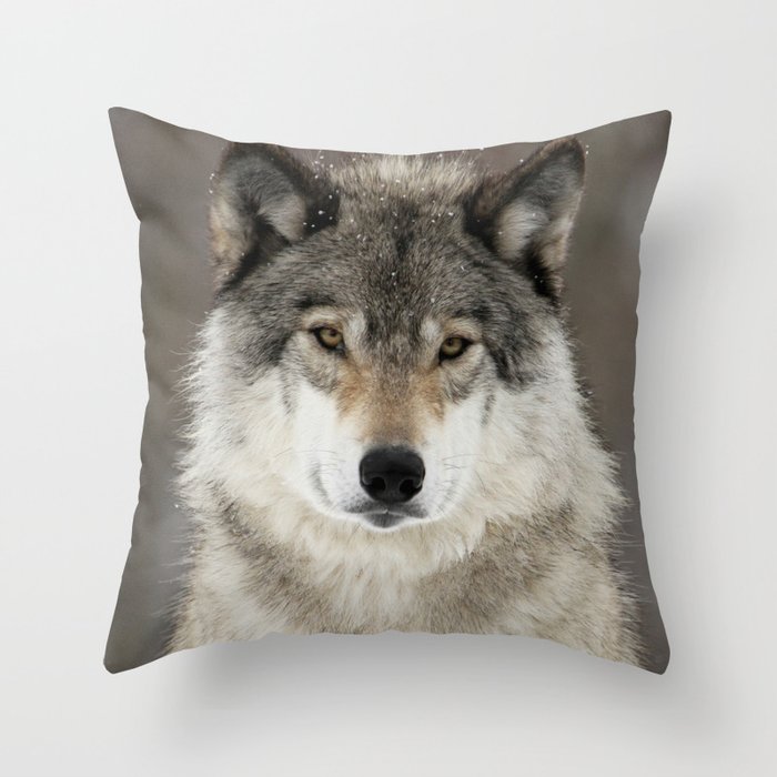 Winter Wolf Throw Pillow