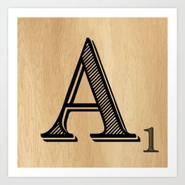 Scrabble Tile Letter A Art Print