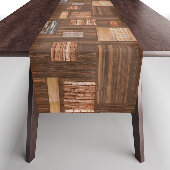 Wood,wooden,geometric art pattern decor Table Runner