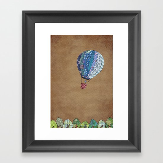 Blue hot air balloon Framed Art Print