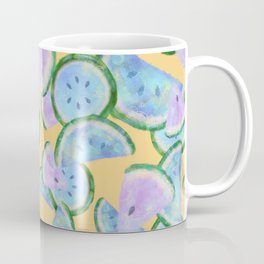 Blue watermelon fruitistic mix pattern yellow Coffee Mug