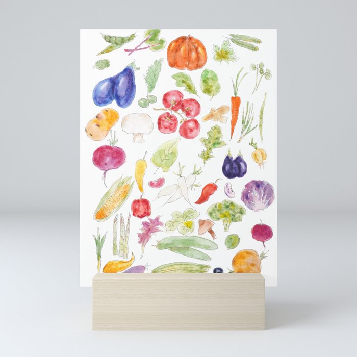 colorful vegetable ink and watercolor collection  Mini Art Print