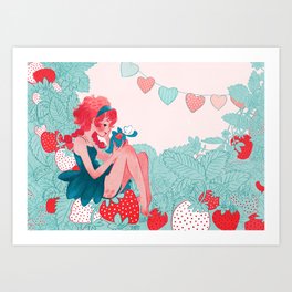 Strawberry girl Art Print