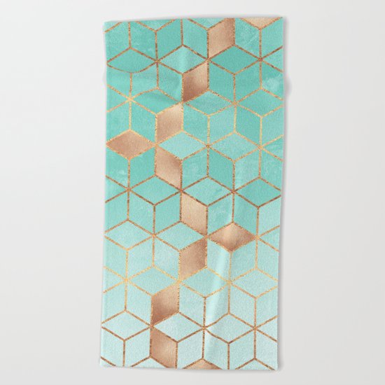 Soft Gradient Aquamarine Beach Towel